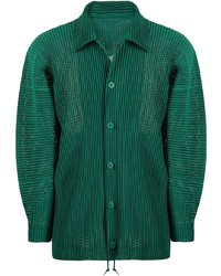 dunkelgrünes Langarmhemd von Homme Plissé Issey Miyake