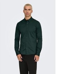 dunkelgrünes Langarmhemd von ONLY & SONS