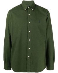 dunkelgrünes Langarmhemd von Polo Ralph Lauren