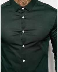 dunkelgrünes Langarmhemd von Asos
