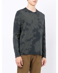 dunkelgrünes Mit Batikmuster Langarmshirt von Majestic Filatures