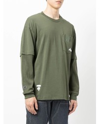 dunkelgrünes Langarmshirt von AAPE BY A BATHING APE