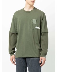 dunkelgrünes Langarmshirt von AAPE BY A BATHING APE