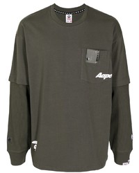 dunkelgrünes Langarmshirt von AAPE BY A BATHING APE