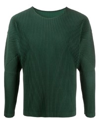 dunkelgrünes Langarmshirt von Homme Plissé Issey Miyake