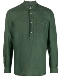 dunkelgrünes Leinen Langarmhemd von Fay