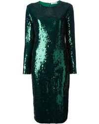 dunkelgrünes Pailletten Etuikleid von Givenchy