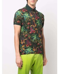 dunkelgrünes Polohemd mit Blumenmuster von Etro