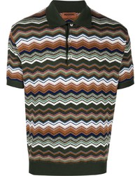 dunkelgrünes Polohemd mit Chevron-Muster