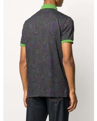 dunkelgrünes Polohemd mit Paisley-Muster von Etro