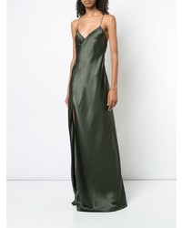 dunkelgrünes Satin Maxikleid von Michelle Mason