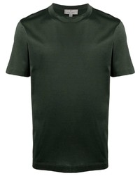 dunkelgrünes Seide T-Shirt mit einem Rundhalsausschnitt