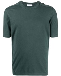 dunkelgrünes Seide T-Shirt mit einem Rundhalsausschnitt von Boglioli