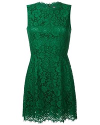 dunkelgrünes Spitzekleid mit Blumenmuster von Dolce & Gabbana