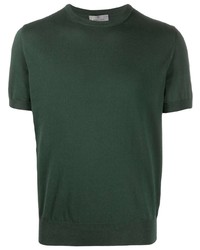 dunkelgrünes Strick T-Shirt mit einem Rundhalsausschnitt