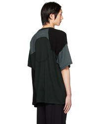 dunkelgrünes Strick T-Shirt mit einem Rundhalsausschnitt von MM6 MAISON MARGIELA
