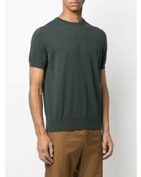 dunkelgrünes Strick T-Shirt mit einem Rundhalsausschnitt von Canali