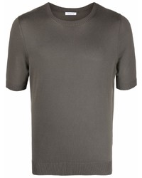 dunkelgrünes Strick T-Shirt mit einem Rundhalsausschnitt von Malo