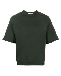 dunkelgrünes Strick T-Shirt mit einem Rundhalsausschnitt von There Was One