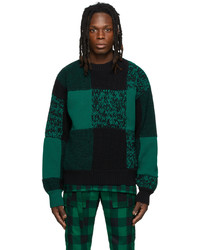 dunkelgrünes Sweatshirt mit Karomuster