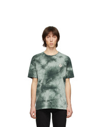 dunkelgrünes Mit Batikmuster T-Shirt mit einem Rundhalsausschnitt