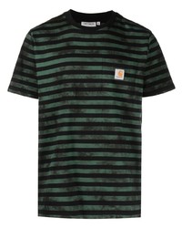 dunkelgrünes Mit Batikmuster T-Shirt mit einem Rundhalsausschnitt von Carhartt WIP