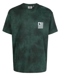 dunkelgrünes Mit Batikmuster T-Shirt mit einem Rundhalsausschnitt von Carhartt WIP
