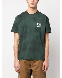 dunkelgrünes Mit Batikmuster T-Shirt mit einem Rundhalsausschnitt von Carhartt WIP