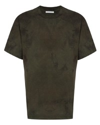 dunkelgrünes Mit Batikmuster T-Shirt mit einem Rundhalsausschnitt von John Elliott