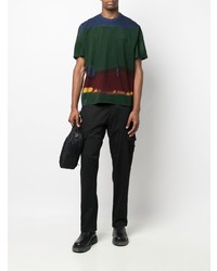 dunkelgrünes Mit Batikmuster T-Shirt mit einem Rundhalsausschnitt von Buscemi