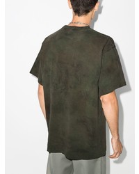 dunkelgrünes Mit Batikmuster T-Shirt mit einem Rundhalsausschnitt von John Elliott