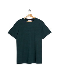 dunkelgrünes T-Shirt mit einem Rundhalsausschnitt mit Schottenmuster