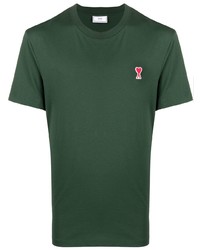 dunkelgrünes T-Shirt mit einem Rundhalsausschnitt von Ami Paris