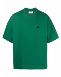 dunkelgrünes T-Shirt mit einem Rundhalsausschnitt von Ami Paris