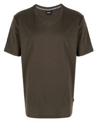 dunkelgrünes T-Shirt mit einem Rundhalsausschnitt von BOSS HUGO BOSS