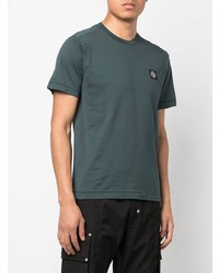 dunkelgrünes T-Shirt mit einem Rundhalsausschnitt von Stone Island