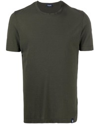 dunkelgrünes T-Shirt mit einem Rundhalsausschnitt von Drumohr