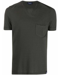 dunkelgrünes T-Shirt mit einem Rundhalsausschnitt von Drumohr