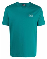 dunkelgrünes T-Shirt mit einem Rundhalsausschnitt von Ea7 Emporio Armani