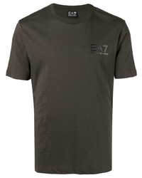 dunkelgrünes T-Shirt mit einem Rundhalsausschnitt von Ea7 Emporio Armani