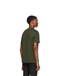 dunkelgrünes T-Shirt mit einem Rundhalsausschnitt von Prada