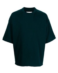 dunkelgrünes T-Shirt mit einem Rundhalsausschnitt von Jil Sander