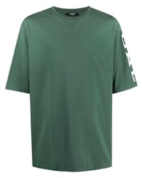 dunkelgrünes T-Shirt mit einem Rundhalsausschnitt von Balmain