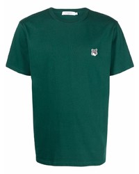 dunkelgrünes T-Shirt mit einem Rundhalsausschnitt von MAISON KITSUNÉ