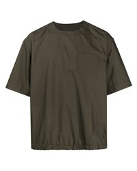 dunkelgrünes T-Shirt mit einem Rundhalsausschnitt von Sacai