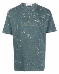 dunkelgrünes T-Shirt mit einem Rundhalsausschnitt von Stone Island