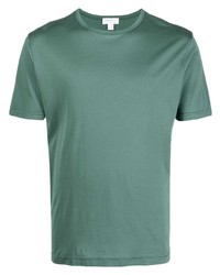 dunkelgrünes T-Shirt mit einem Rundhalsausschnitt von Sunspel