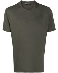 dunkelgrünes T-Shirt mit einem Rundhalsausschnitt von Tom Ford