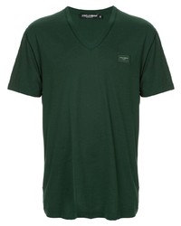 dunkelgrünes T-Shirt mit einem V-Ausschnitt von Dolce & Gabbana