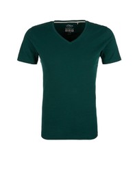 dunkelgrünes T-Shirt mit einem V-Ausschnitt von S.OLIVER RED LABEL